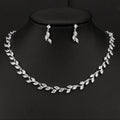 LUOXIN Simple Elegant Necklace and Earrings Sets Zircon Silver Plated Bridal Jewelry Sets