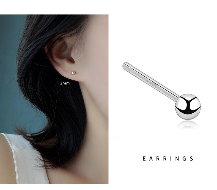 Fine Cheap Custom Sterling Silver Studs Earring 925 Silver 3MM Ball Women Gold Plated Jewelry Earrings