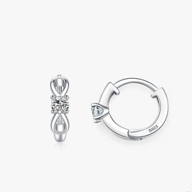 Ailmay 925 Sterling Silver Elegant Infinite Love Shiny Cubic Zirconia Ear Buckles for Women Wedding Engagement Fine Jewelry Gift