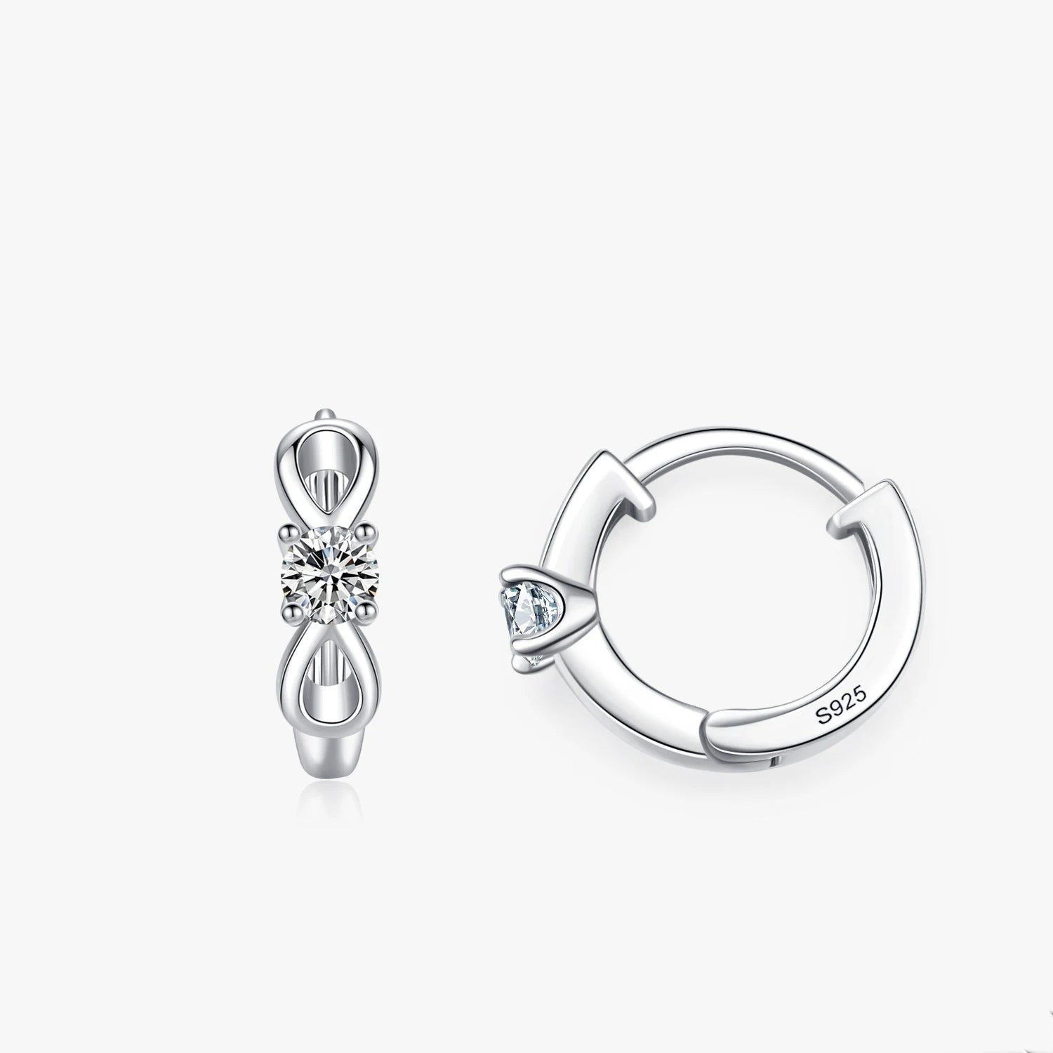 Ailmay 925 Sterling Silver Elegant Infinite Love Shiny Cubic Zirconia Ear Buckles for Women Wedding Engagement Fine Jewelry Gift