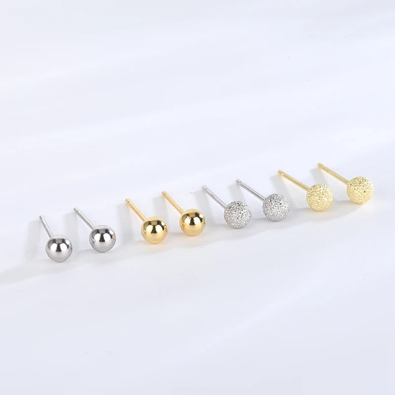 Cheap Fashionable Women Round Ball Earrings Solid Beaded Stud Earrings