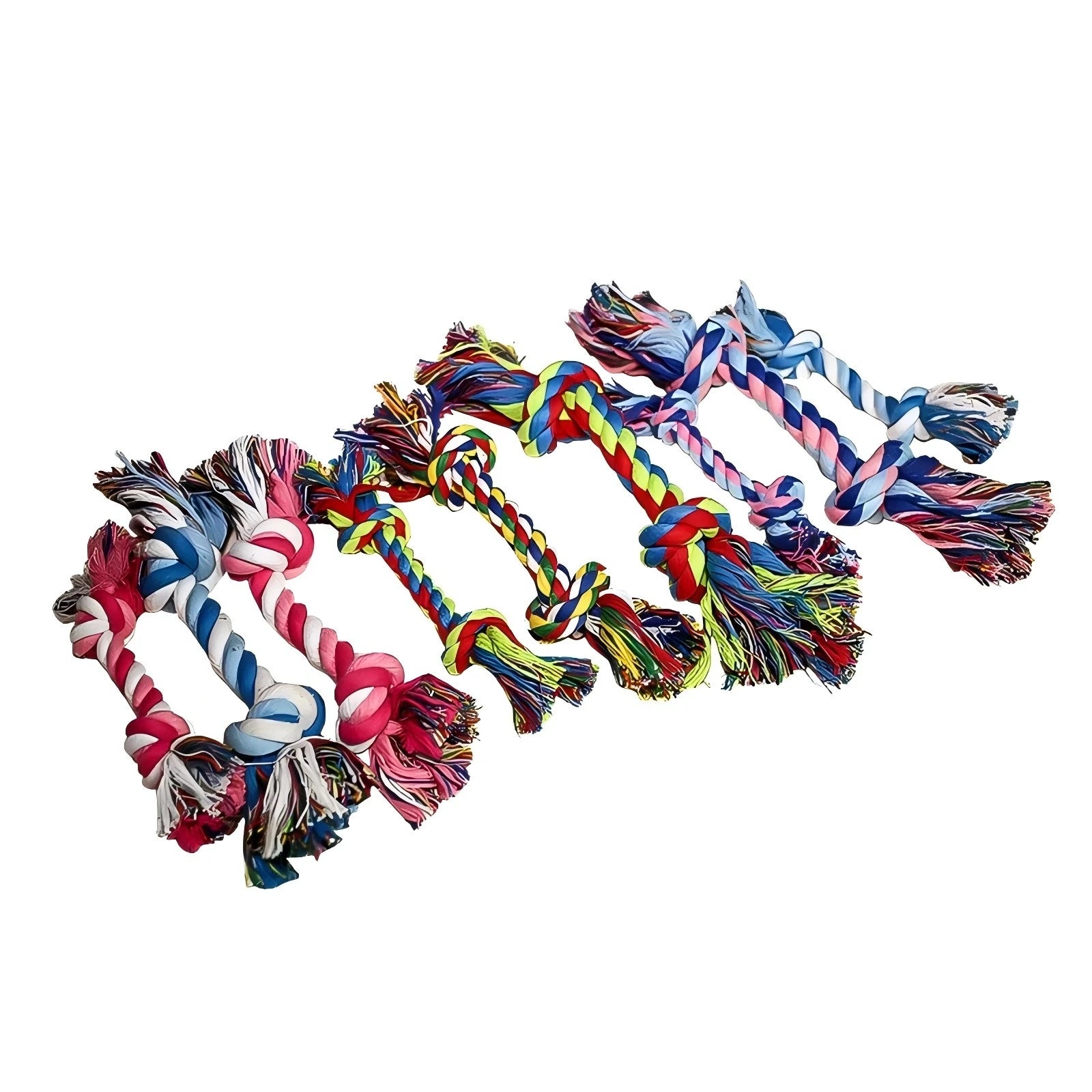 Multi-Colored Durable Braided Cotton Rope Knot 10 Pack Dog Rope Toys Wholesale Set for Tug of War