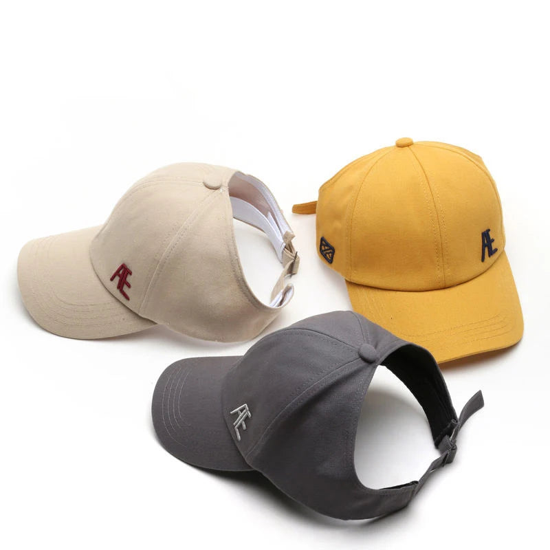 Pony Cap Messy High Bun Ponytail Adjustable Cotton Baseball Cap Hat Half-Empty Top Sunshade Baseball Cap