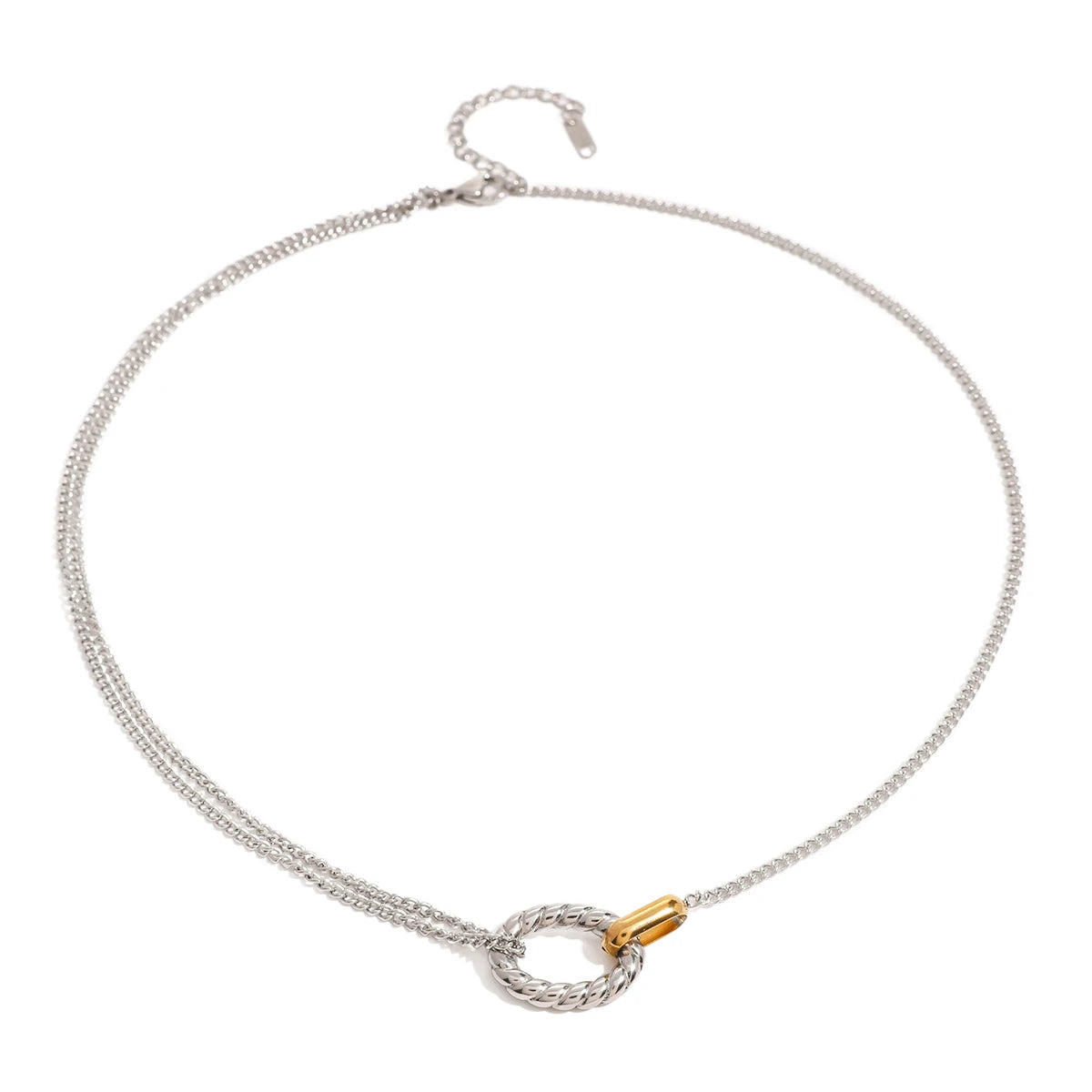 J&D Elegant Accessory 18k Gold Stainless Steel Silver and Gold Twisted Pendant Necklaces