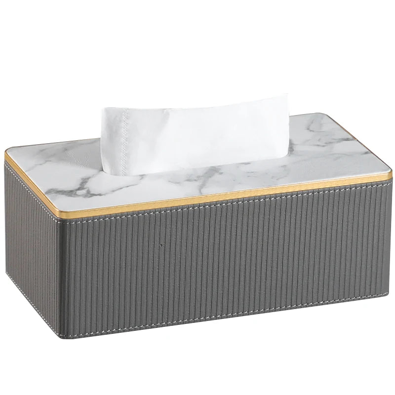 Large Storage Marble Tissue Box Holder Waterproof PU Leather Cover Luxury Custom Logo Home & Hotels Use MAVOBO Brand
