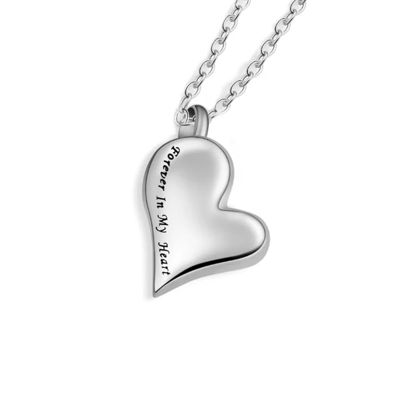 Stainless Steel Funeral Cremation Heart Pendant Keepsake Urn Necklace for Ashes Memorial Jewelry Mementos-Forever in My Heart