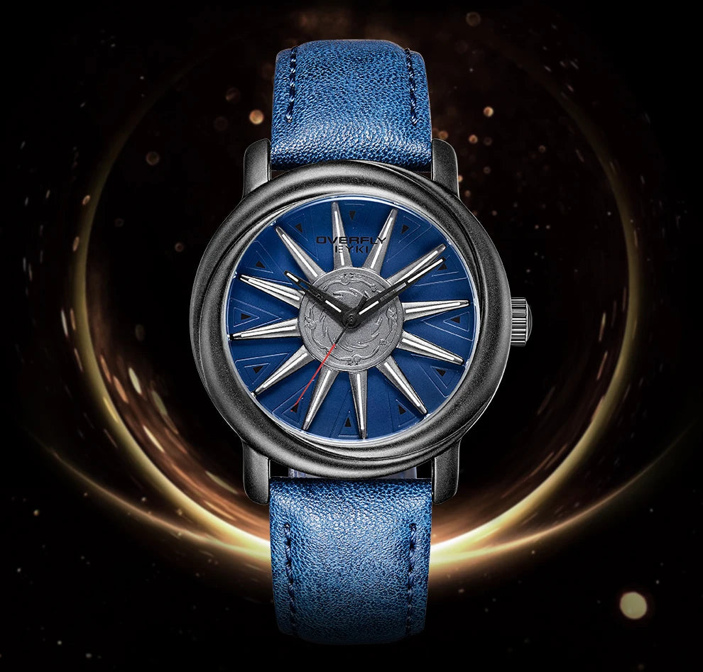 Relogio Masculino Men Car Wheel Leather Strap Watch Chronograph Sports Quartz Watch