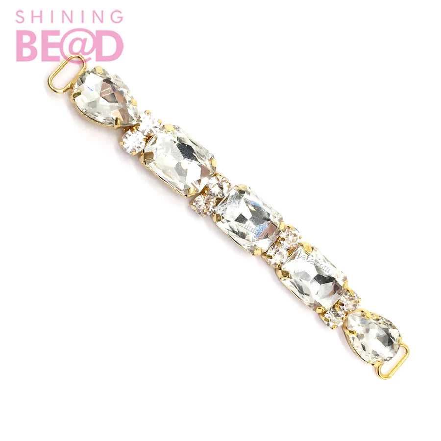Custom Glass Rhinestones Welding  Brass Chain Buckle Garment Accessories Bikini Connector