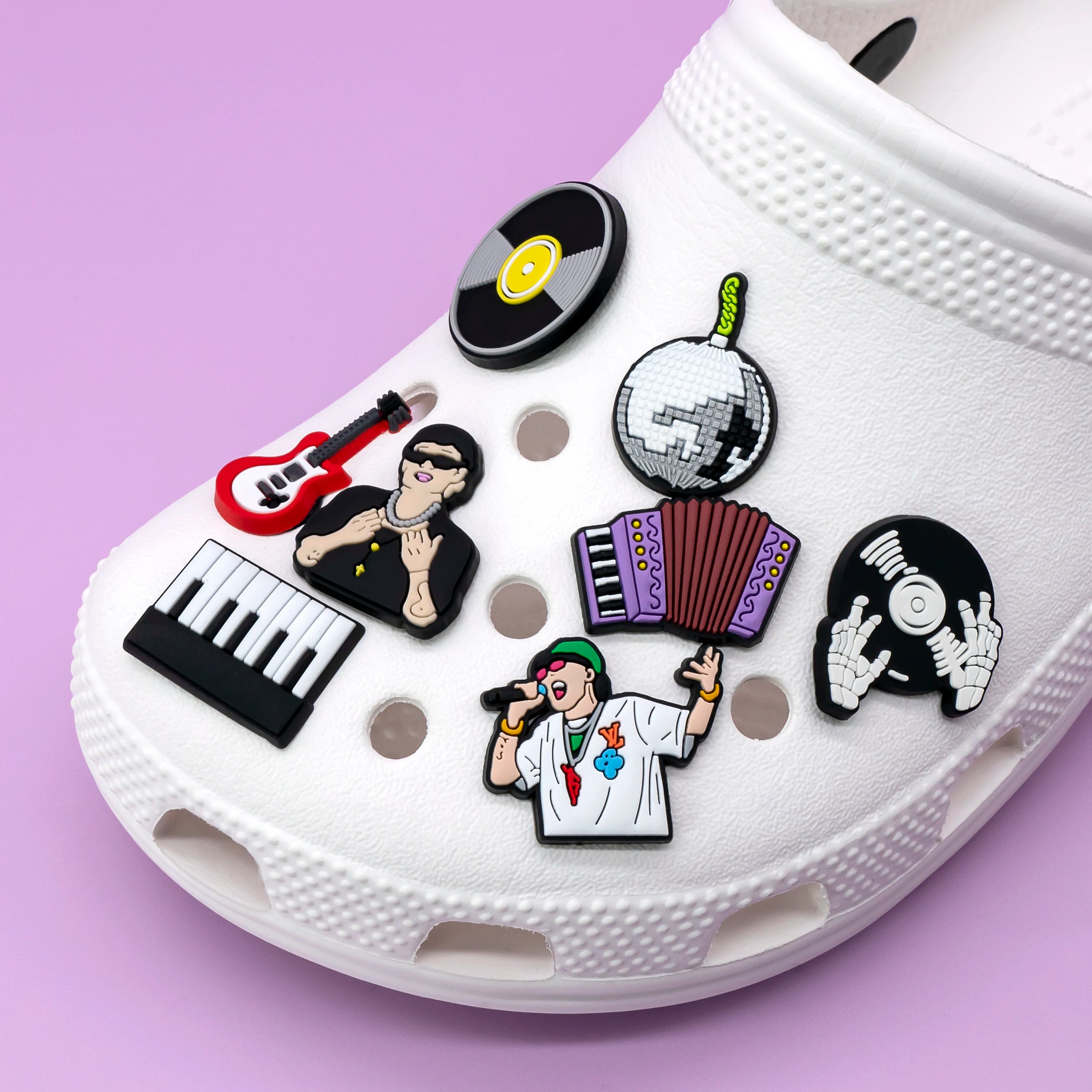 Trending 2025 Concert Theme Durable PVC Shoe Clips Charms Sandals Sneakers DIY Custom Shoe Accessories Decor Shoe Charm for Fans
