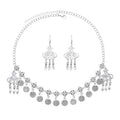 Maang Tikka Women Silver Coins Ball Tassel Belly Dance Head Chain Earrings Set Costume Gypsy Turkey Jewelry Set