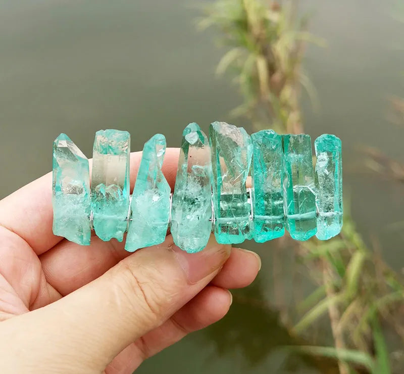 DIY Hot Product Natural crystal handmade light green comb 8cm hair clip