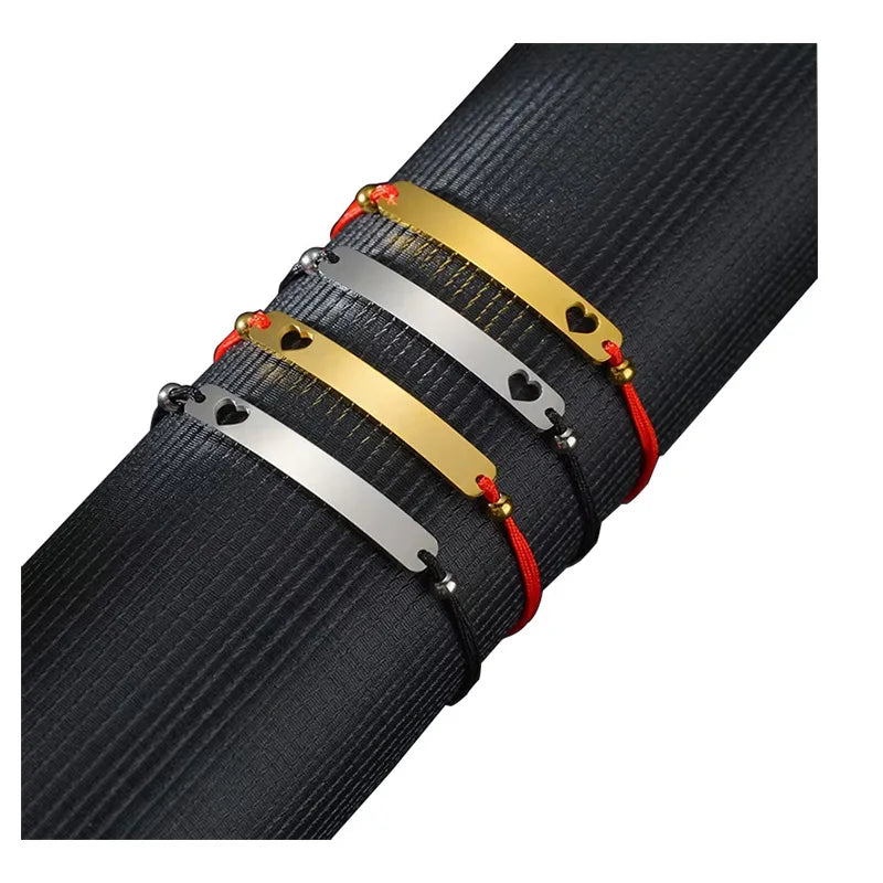 DAIHE Fashion New Weaving Rope Stainless Steel Charm Bracelet Blank Engraved DIY Custom Bracelet