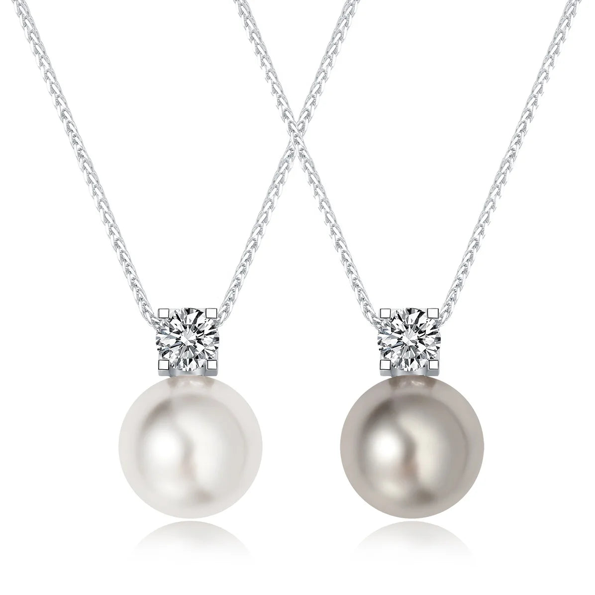 Premium Pull-Out S925 Silver Metal Single Gray White Pearl Necklaces Women Jewelry Customized