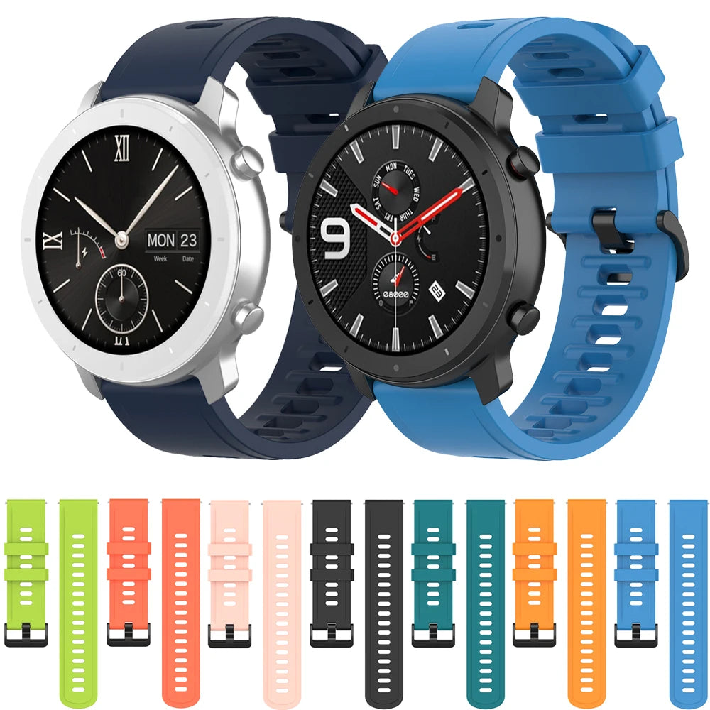 20/22mm Rubber Watch Strap for Samsung Huami Amazfit GTR 42/47mm Offical Sport Smart Watch Bands