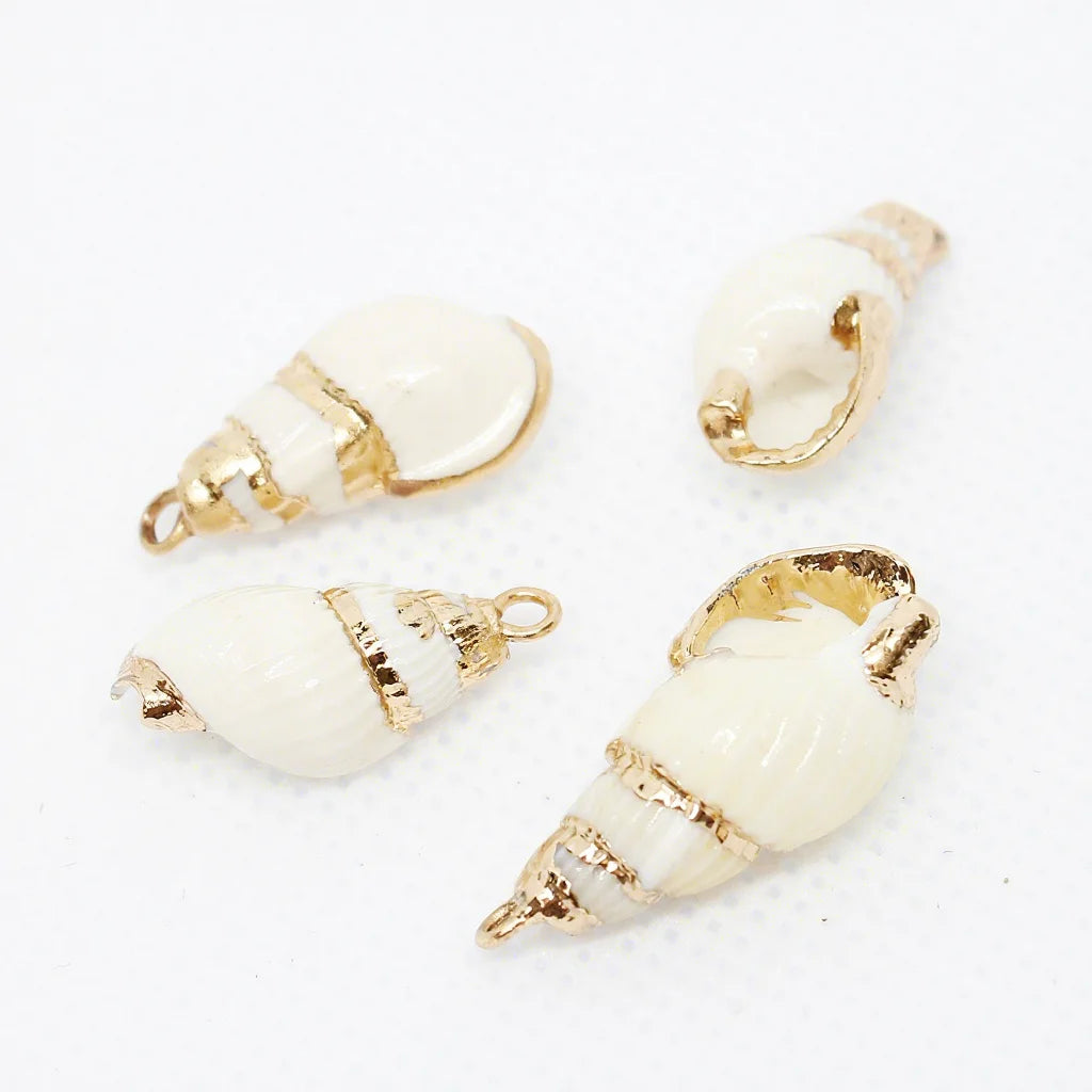 Bulk Wholesale DIY Natural Trumpet Shell Jewelry Pendants Plated 15*20mm 1434323