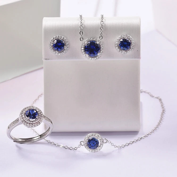 Best Selling Brand Fashion 90s Designer Jewelry Set Wholesale Male  Blue Sapphire Fine Jewelry Set