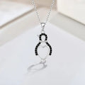 Premium Zircon Animal Penguin Pendant Necklace Cute Sterling Silver 925 Gold Plated Fashionable Jewellery for Girls