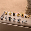 Hengsen Retro Stainless Steel Nose Stud Black Zircon Snake Heart Septum Stud Externally Thread L-shaped Nostirl Piercing Jewelry