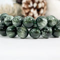 Wholesale 3A Natural Seraphinite Round Smooth Gemstone Beads Seraphinite Green Loose Stone Beads for Jewelry Making