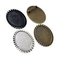 30x40mm Inner Size Antique Silver Plated Bronze Brooch Blank Base Bezel Trays DIY Jewelry Making Supplies MegaBDM