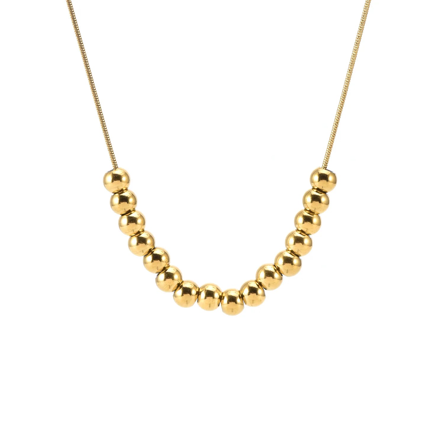 Nabest Women Stainless Steel Minimalist Necklace Jewelry Tarnish Free 18k Gold Plated Beads Stand Charm Necklace