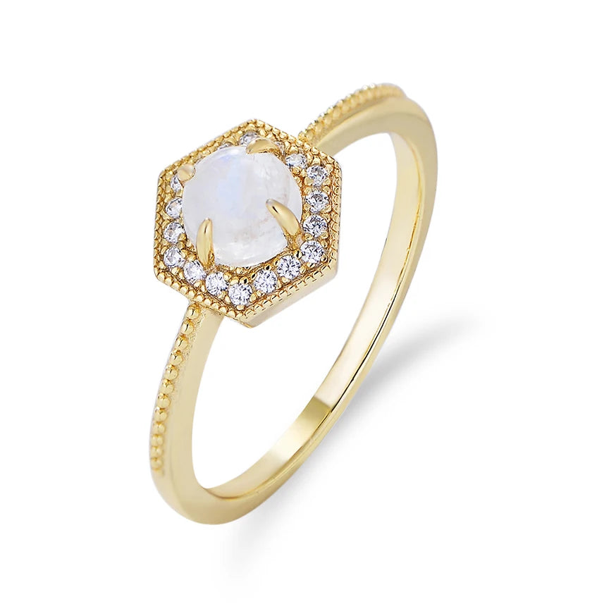 Modern Style Design of Professional Jewelry Production Factory Sells Well Luxury 925 Silver Zircon Morganite Moonstone Ring