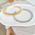 14k Gold Plated Simple Irregular Female Cuff Bracelet Titanium Steel Beaded Bracelets Trendy Stainless Steel Bracelets