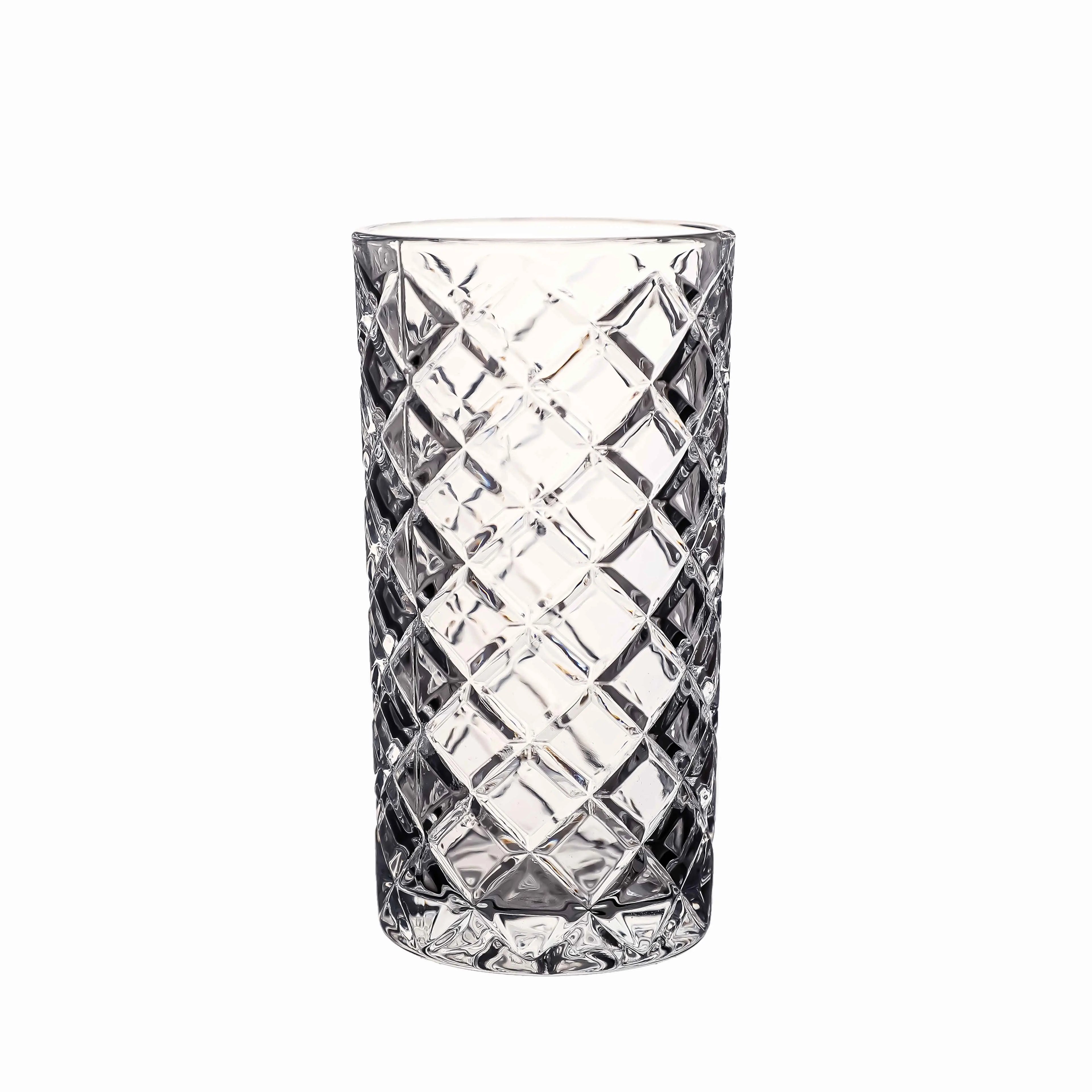 Rhombus Texture Glass Water Cup Beverage Cup for bar Restaurant glassware