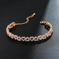 Women's Elegant Artificial Zircon Decorated Heart Design Bracelet Shiny Cubic Zirconia CZ Crystal Tennis Chain Bracelet