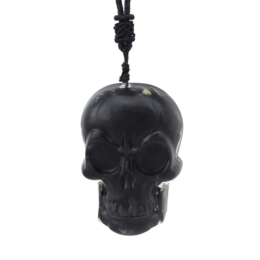 2026 Carving Necklace Black Obsidian Skulls Pendant Punk Choker Retro Jewelry Tribal Style Yak Bone Necklace Amulet Gift