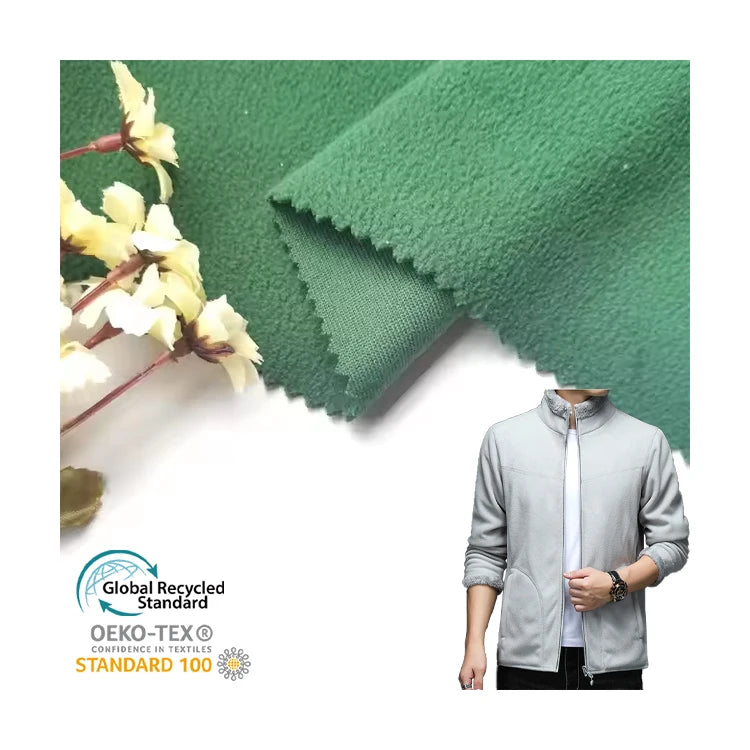 Recycle Eco-friendly 100% Polyester Single Sided Solids Colors Micro Recycled Polar Fleece Fabric for Garments