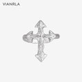 Vianrla 925 Sterling Silver Cross Rhodium Color Ring Width Open Finger Ring for Fashion Women