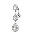 Fashionable Zircon Inlaid Piercing Jewelry Inverted Peach Heart Water Droplet Navel Ring Simple Navel Decoration
