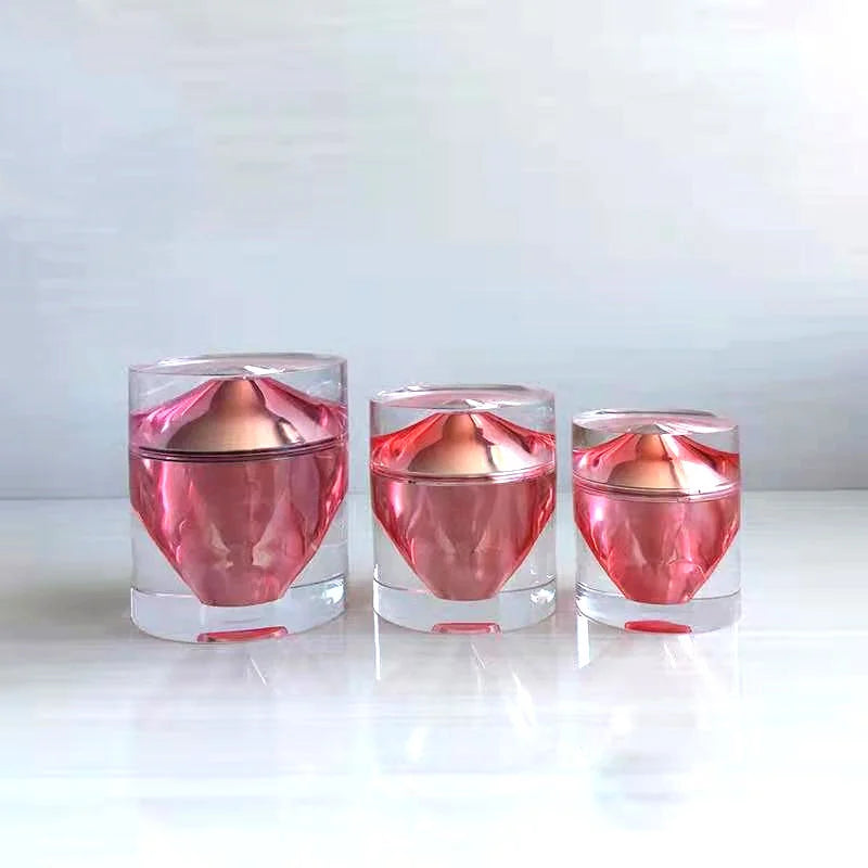 15g 30g 50g Luxury Acrylic Diamond Shape Packaging Plastic Empty Cosmetic Lotion Bottle Round Double Wall Luxury Skin Care Jar