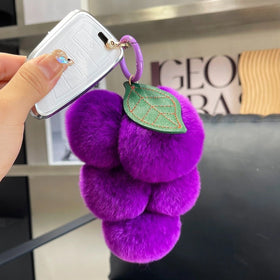Creative Fruit Keyring Faux Rex Rabbit Fur Grape Pendant Cute Bag Accessories Key Chain Accessories Oversized Plush Pendant