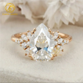 Unique Engagement Rings 3carat VVS Moissanite 14K Rose Gold Diamond Moissanite Jewelry for Women's Wedding Passes Diamond Tester