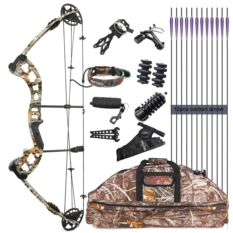 Hunting Fishing Competition Compound Bow Set for Shooting Archery Arrow 30-55lbs Metal Alloy Riser