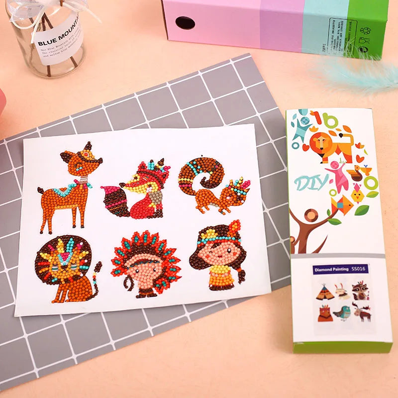 Cartoon Stickers 5D Diamond Painting Stickers Kits Diamond Paint Kits for Kids with Tools Handmade Mosaic DIY for Children