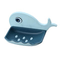 WEIHAO Nordic Style Kitchen and Bathroom Small Whale Plastic Soap Dish Box Free Perforated Wall Hanging Rack