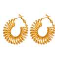 2023 New Design Statement Earring Non Tarnish 18K PVD Gold Plated Stainless Steel Hammered Wire Spring Link Hoop Earrings YF3554