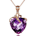 Luxury Heart-Shaped Amethyst Pendant love Necklace 18k Gold-Plated Colored Gemstones Natural Amethyst Necklace
