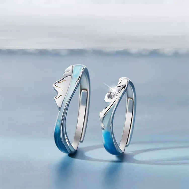 Couple Wedding Ring Sets Wholesale Trend Personality Open Adjustable Couple Ring Fashion Mountain Design Diamond Ring