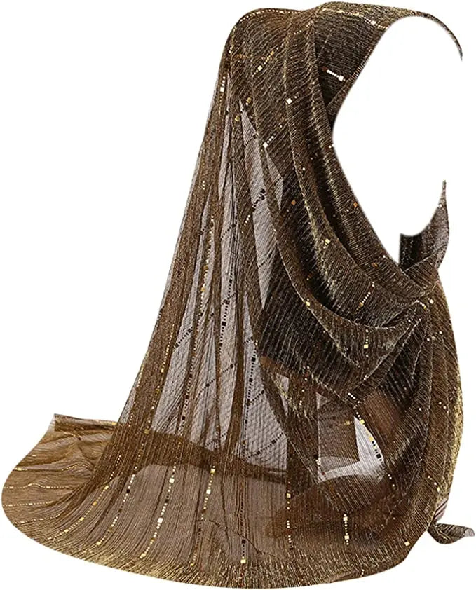 Muslim Hijabs Women Scarf Shawl for All Season Wrap Head Scarves With Gold Sequins