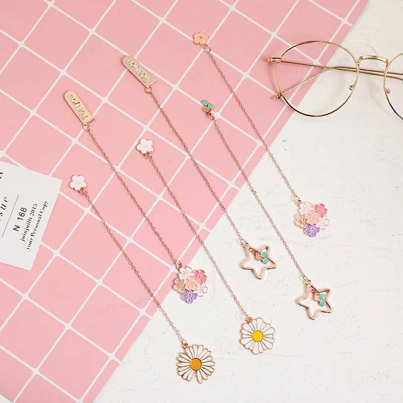 Simple Metal Bookmark Pendant Creative Student Stationery Book  Cherry Accessories Bookmark