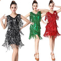 Performance Wear Gold Latin Dance Dress Stage Costume Latina Clothing Tassel Fringe Skirt Flapper Dresses Sequin Dress