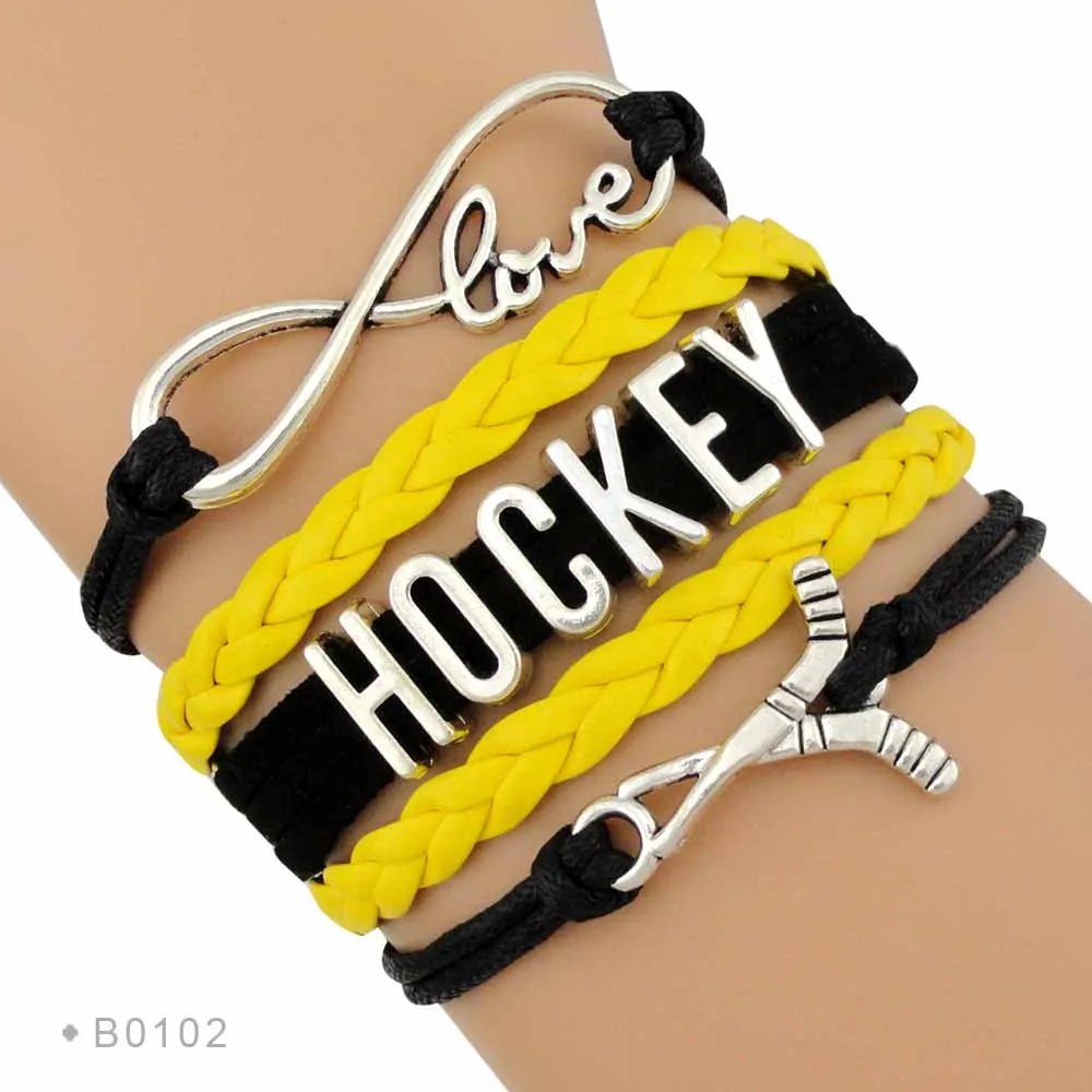 Dropshipping Factory Custom Made Infinity Love Hockey Leather Braid Wrap Bracelets for Women