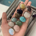 New Arrivals Adjustable Crystals Healing Jewelry Oval Shaped Natural Colorful Mixed Quartz Crystals Rings for Gift