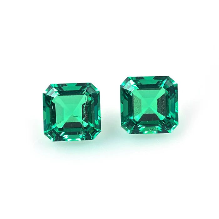 Roomy Loose Hydro Emerald Gemstones square Asscher Cut Synthetic Hydrothermal Colombian Emerald