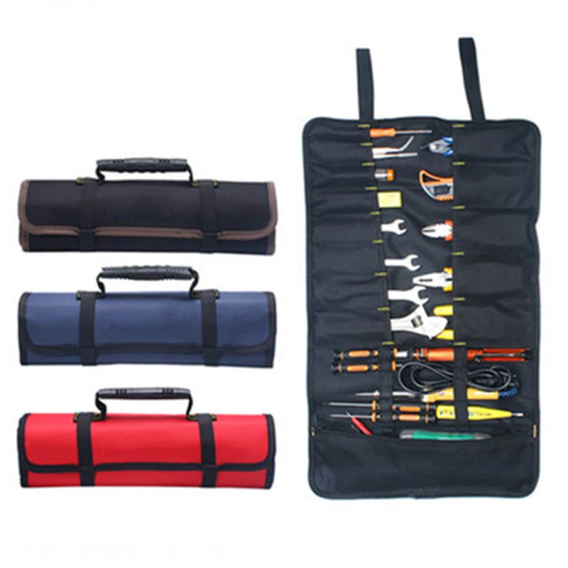 Without Tools for Wrench Screwdriver Pliers Roller Compartments Organiser Waterproof Tool Roll Bag Canvas Roll up Pouch for Men