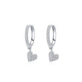 Wholesale Women  Ear Clip Earrings 925 Sterling Silver Rhodium Plated love Heart Pendant Hoop Earrings